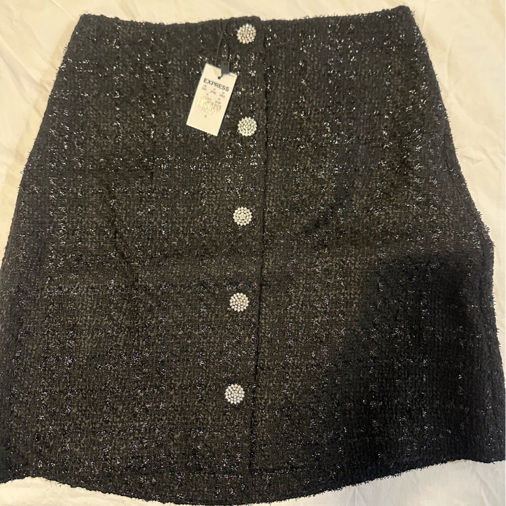 Express Black Tweed Mini Skirt
